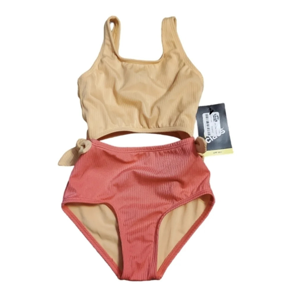 NWT Art Class Girl's Ribbed One Piece Color-Block Swimsuit XS 4/5